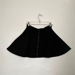 Black Button Down Skater Skirt / Small / circle